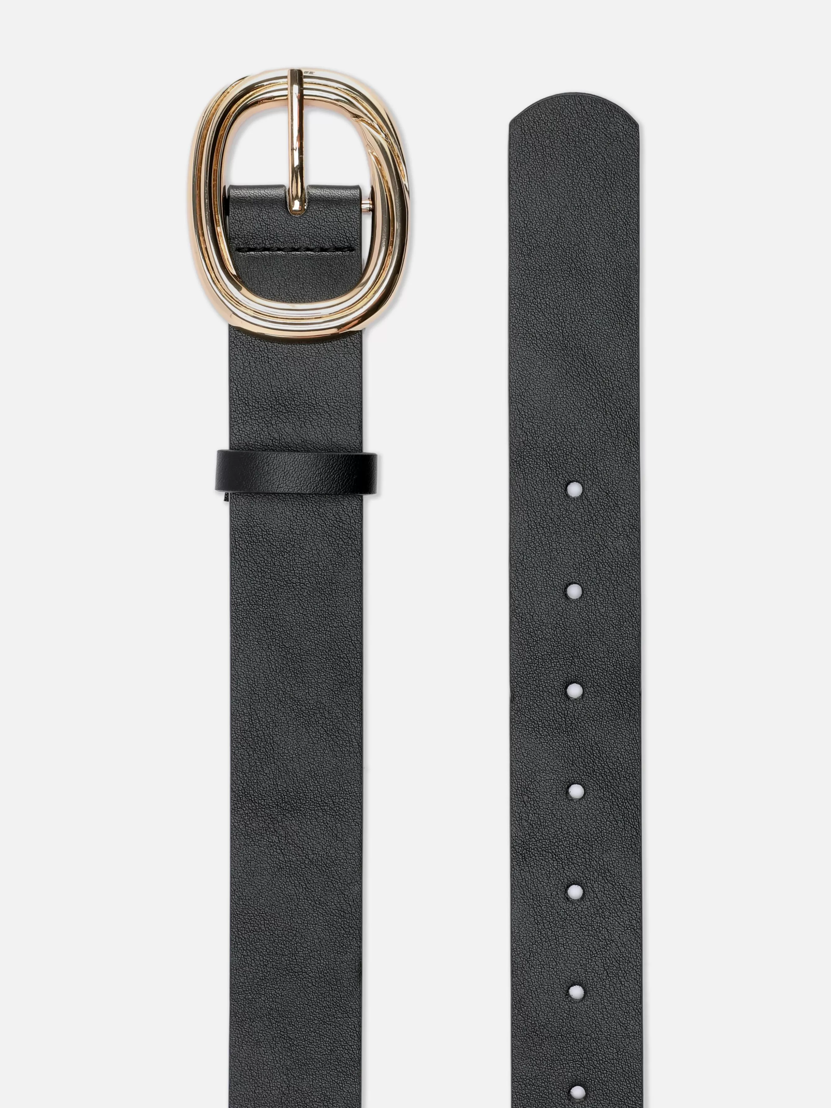 Best Primark Ceinture à Boucle Ronde Texturée Noir