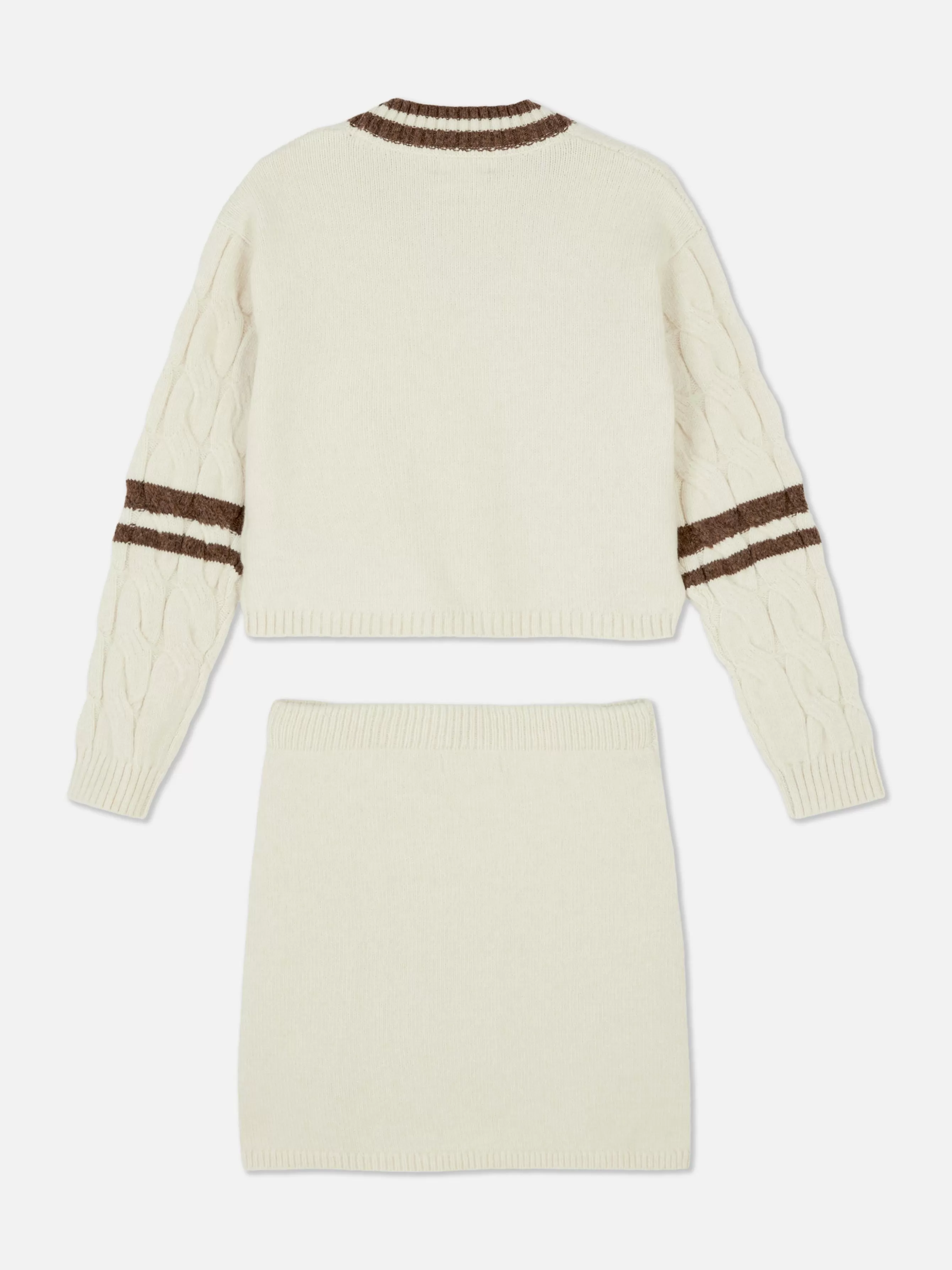 Store Primark Ensemble Coordonné Pull Et Jupe En Maille Torsadée Écru