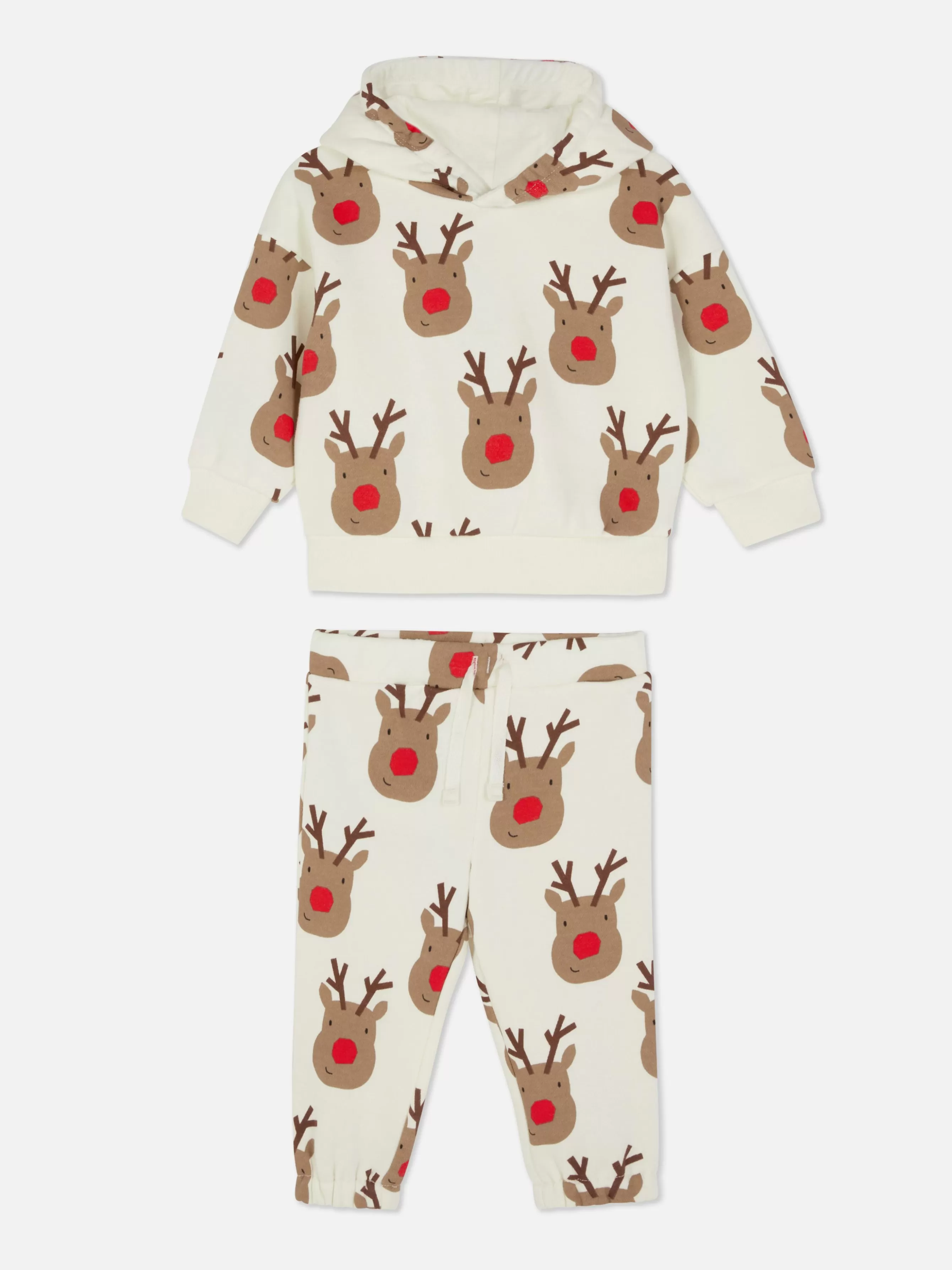 New Primark Ensemble Sweat à Capuche à Motif Renne Et Bas De Jogging De Noël Coordonné Multicolore