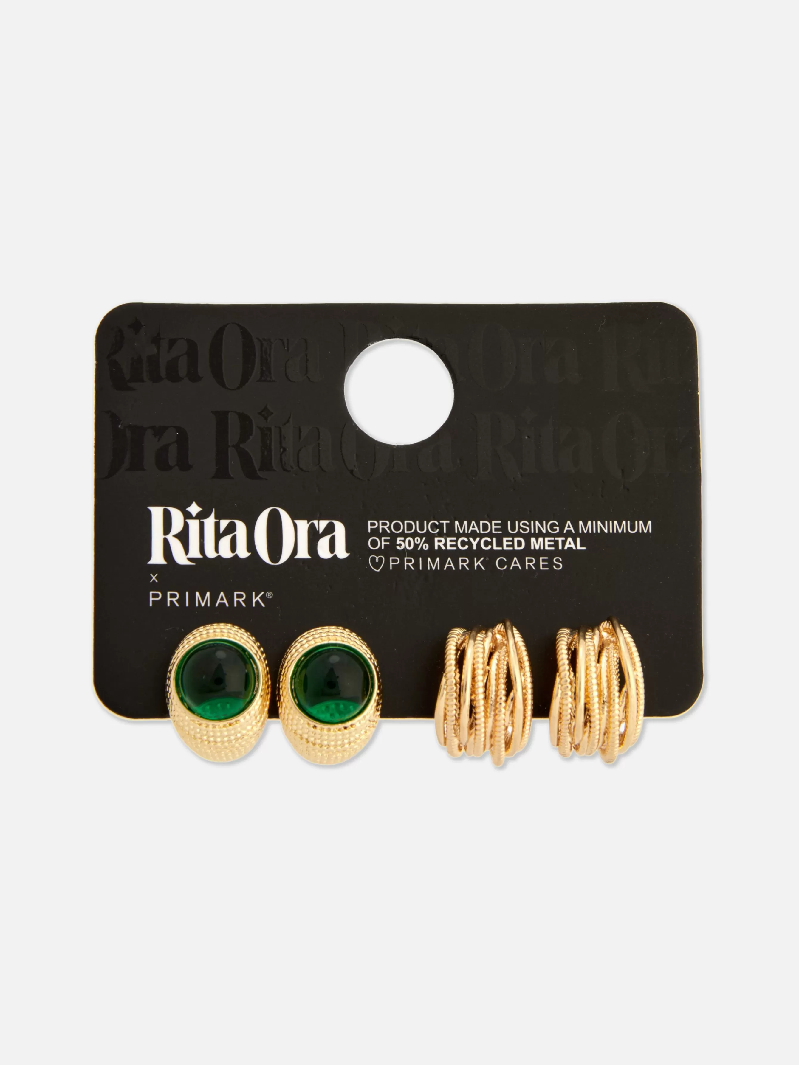 Fashion Primark Lot 2 De Paires De Créoles Texturées Rita Ora Jaune