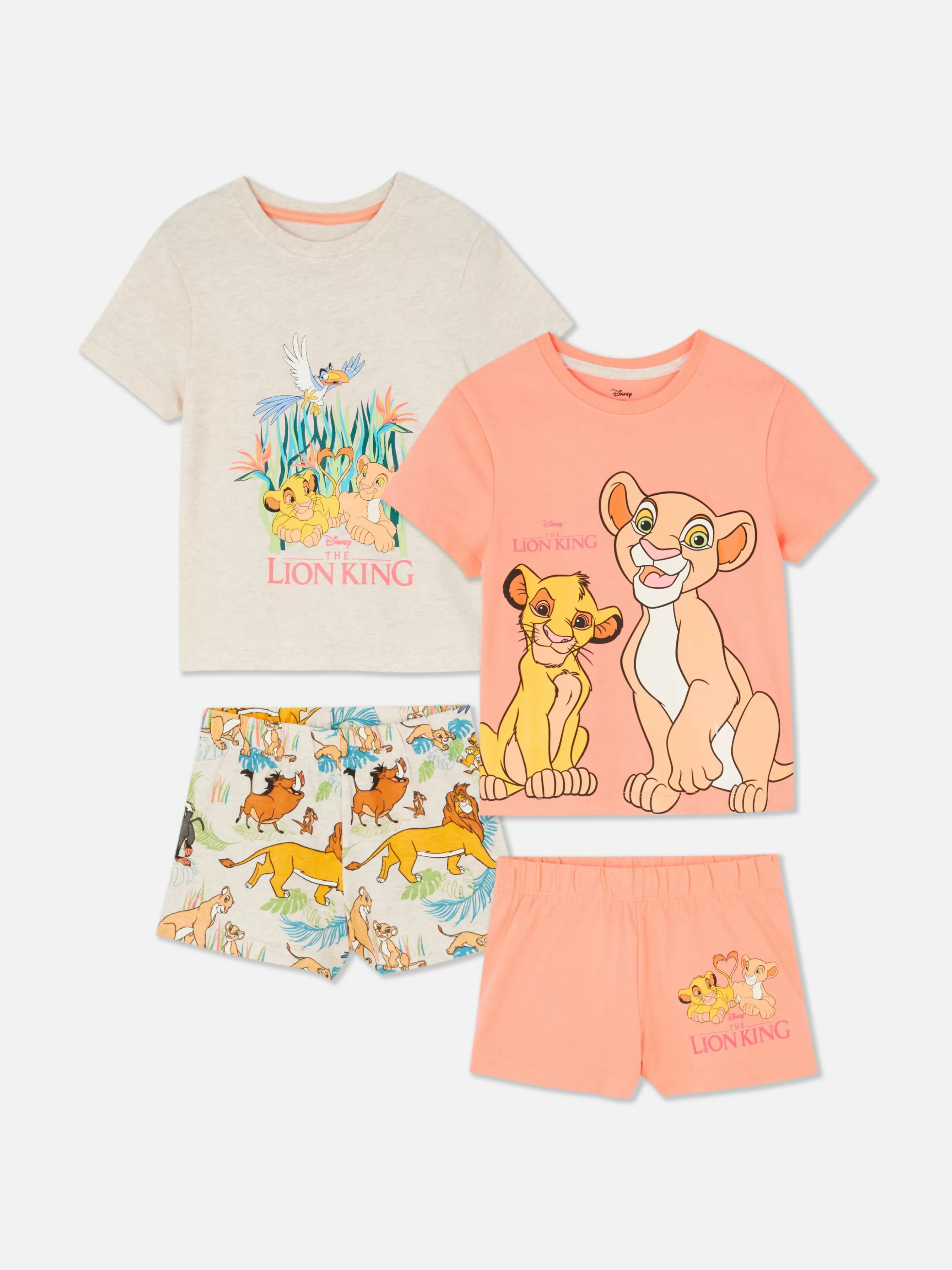Sale Primark Lot De 2 Pyjamas à Manches Courtes Disney Le Roi Lion 30e Anniversaire Corail