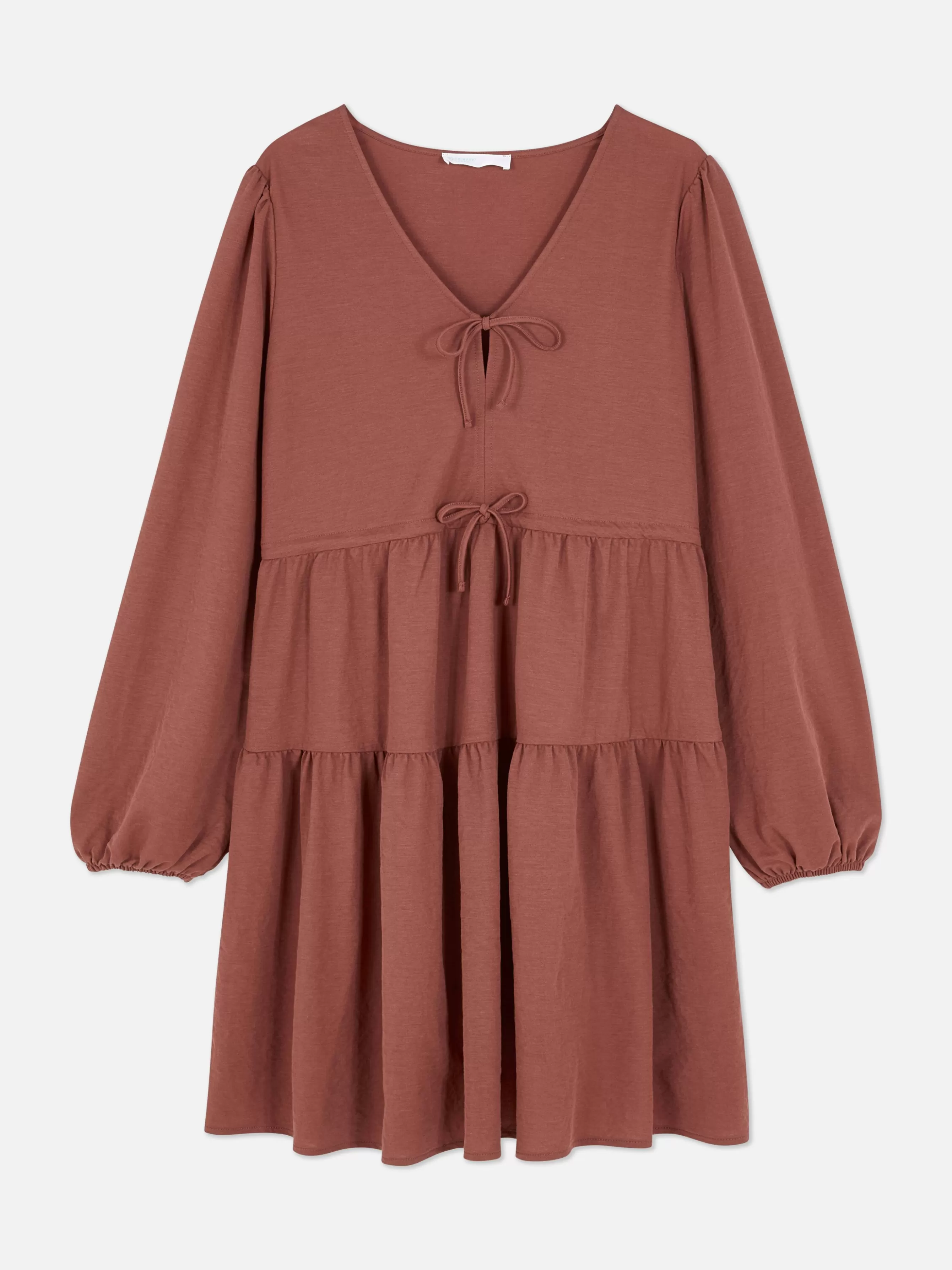 Outlet Primark Mini Robe à Smocks Avec Col En V Et Liens à Nouer Rose poudré