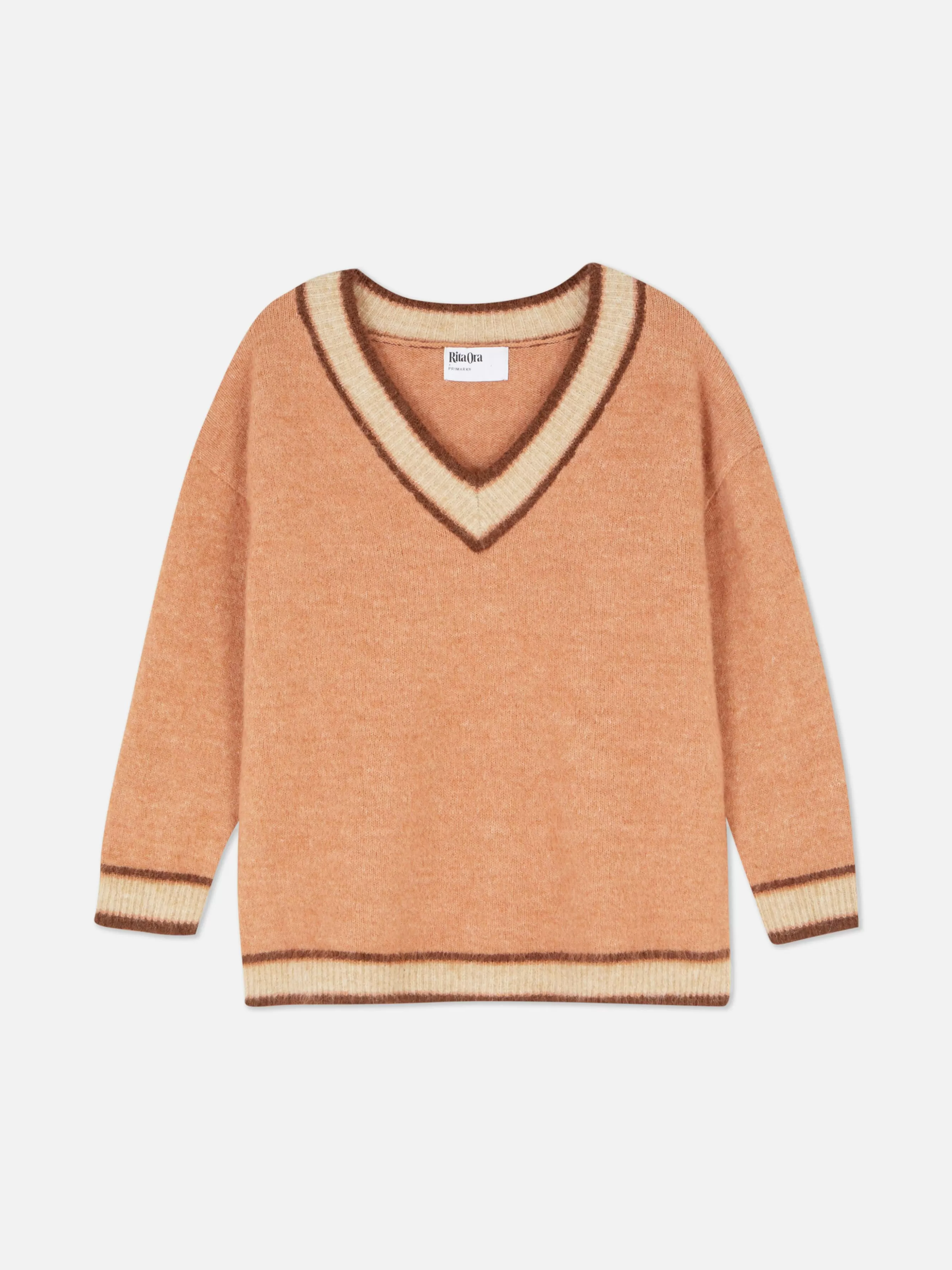 Flash Sale Primark Pull à Col En V Style Vintage Rita Ora Pêche
