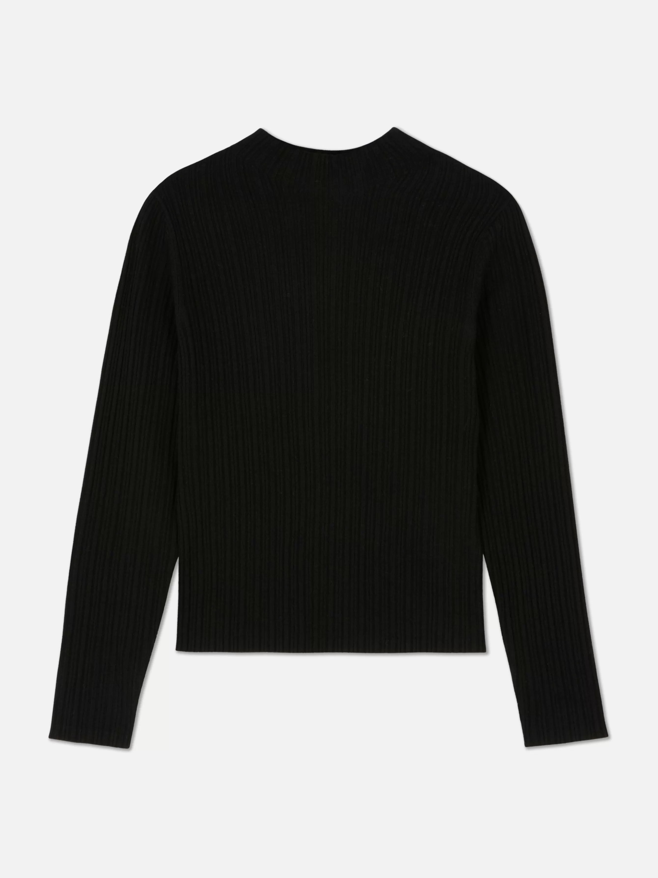 Clearance Primark Pull à Col Ras Du Cou Côtelé Noir