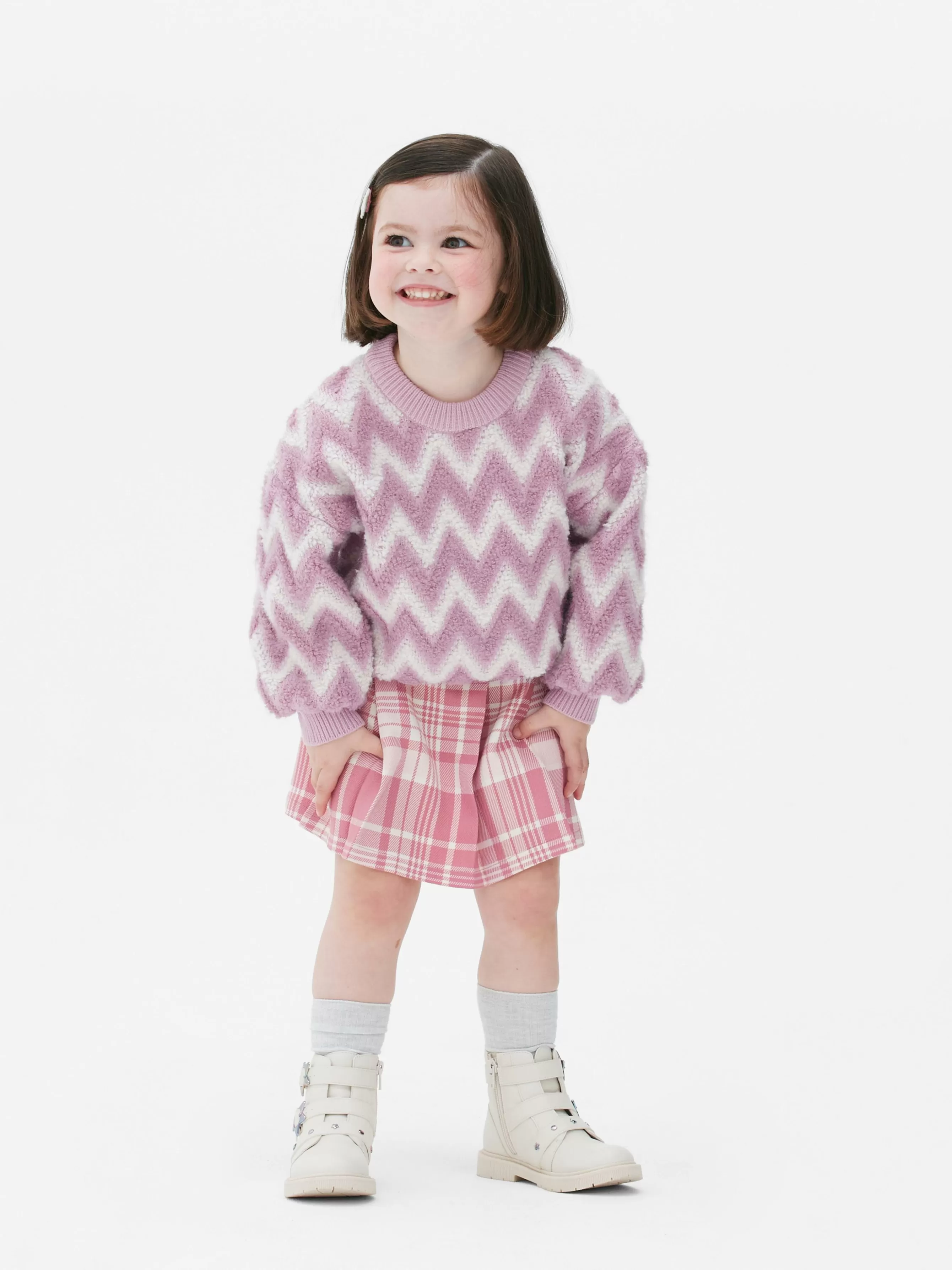 Flash Sale Primark Pull En Maille Duveteuse à Motif Zigzag Rose