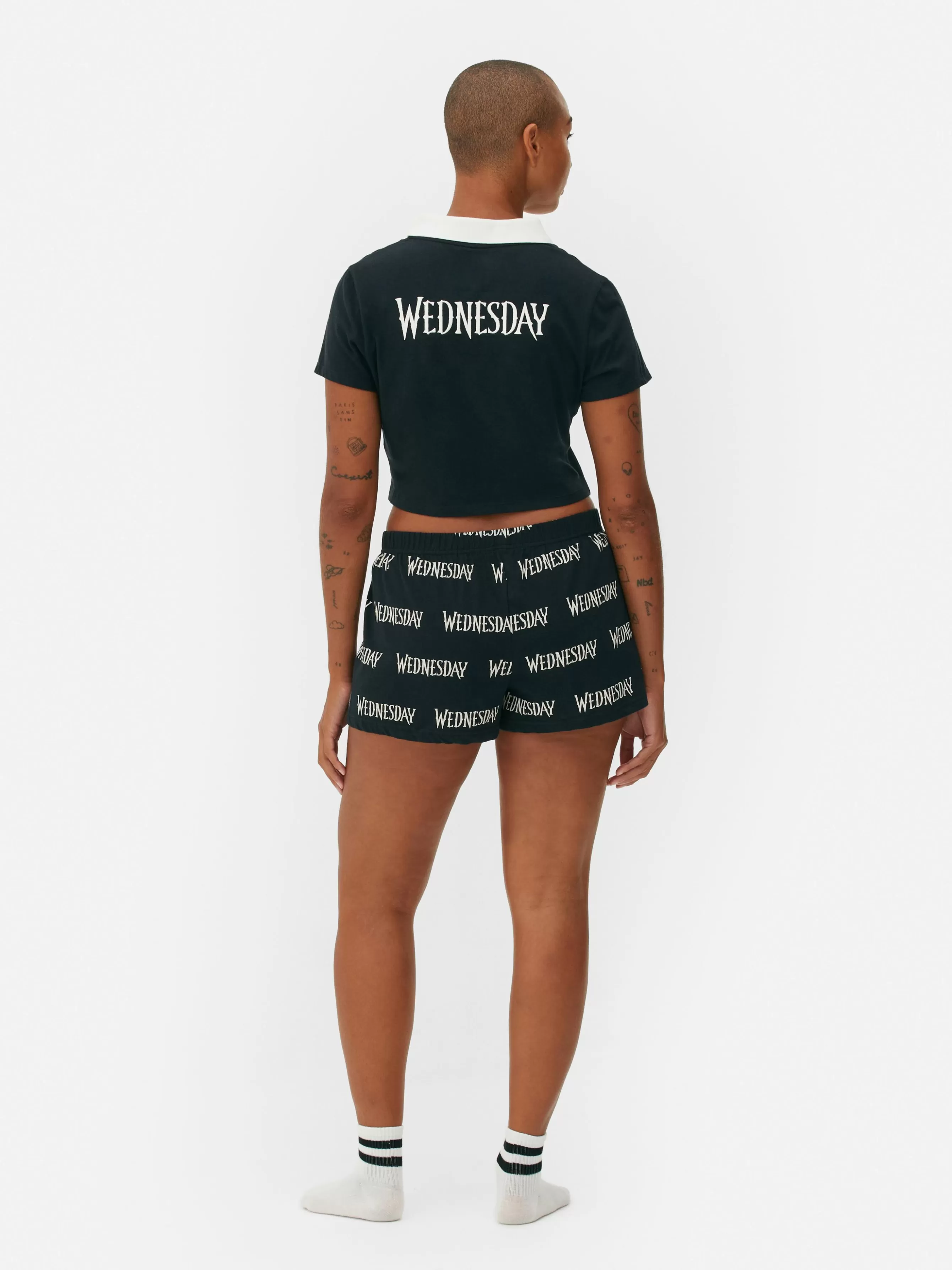 pyjama_short_mercredi_addams_4.webp Online Primark Pyjama Short Mercredi Addams Noir