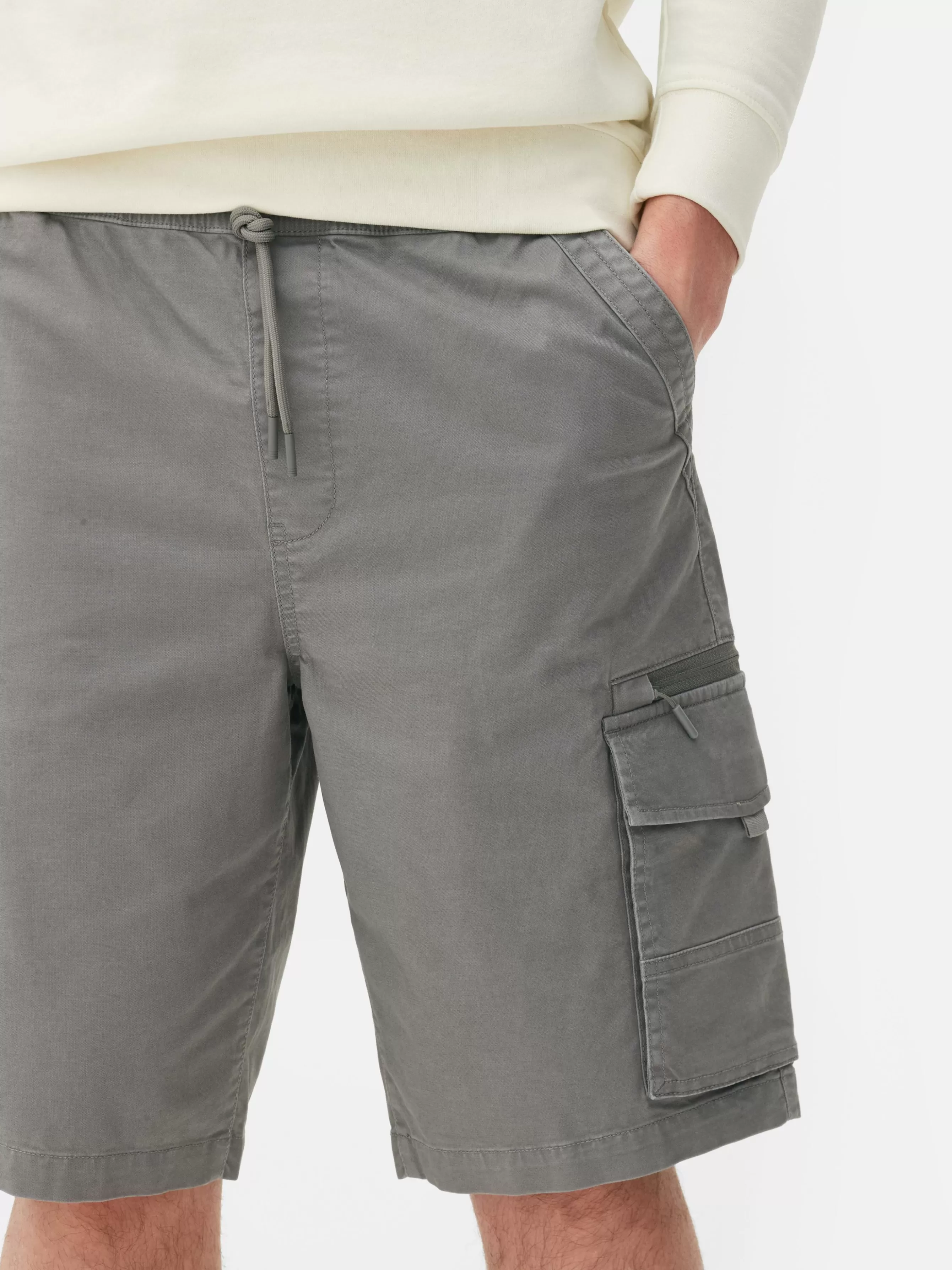 Cheap Primark Short Cargo Avec Cordon De Serrage Gris