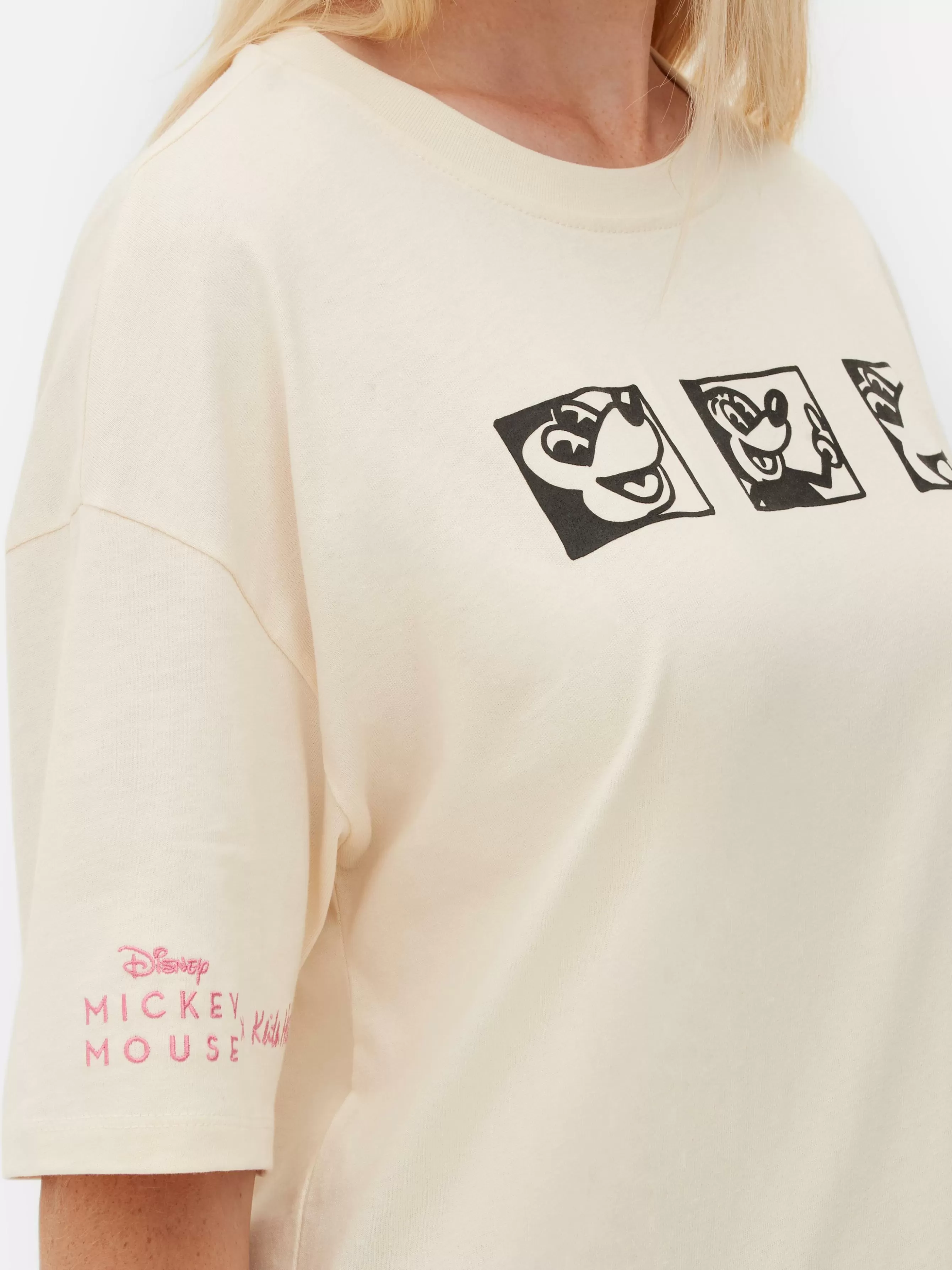 Discount Primark T-shirt Oversize Disney Mickey Mouse X Keith Haring Blanc