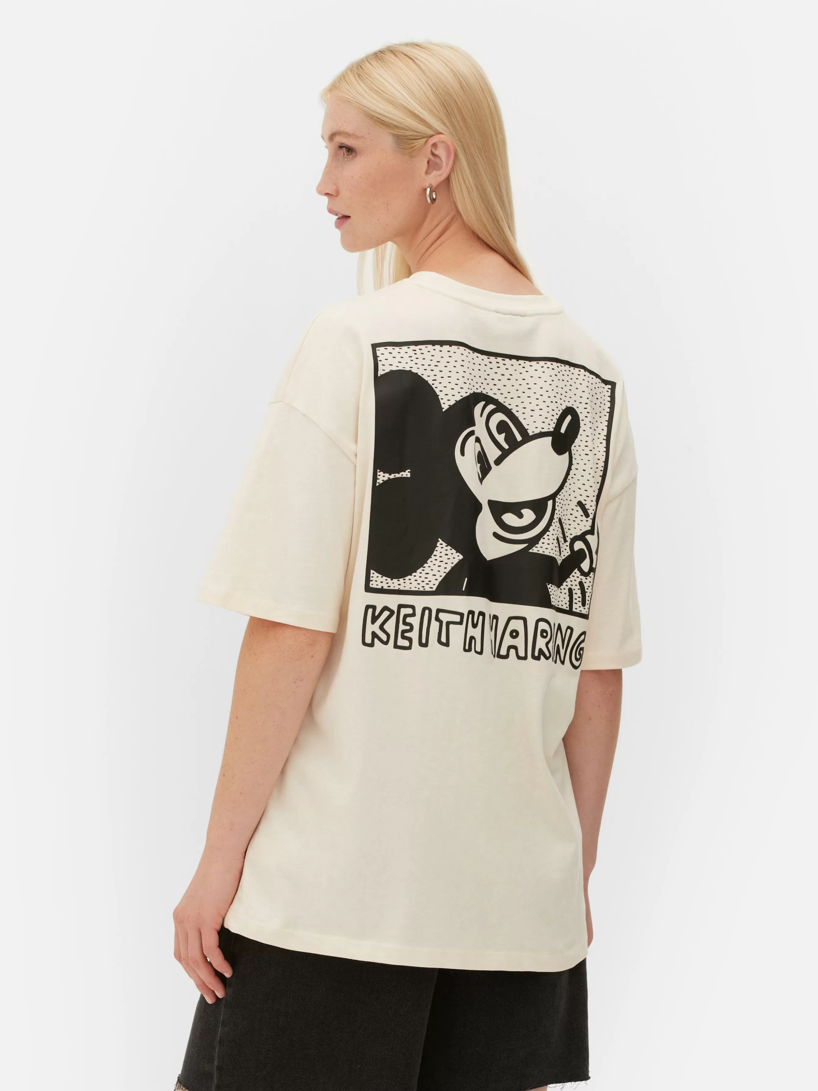 Discount Primark T-shirt Oversize Disney Mickey Mouse X Keith Haring Blanc